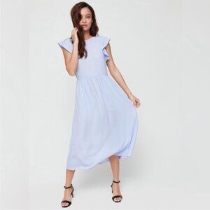 Aritzia Wilfred Fleurette Dress Maxi Ruffle sleeve Black Size 0